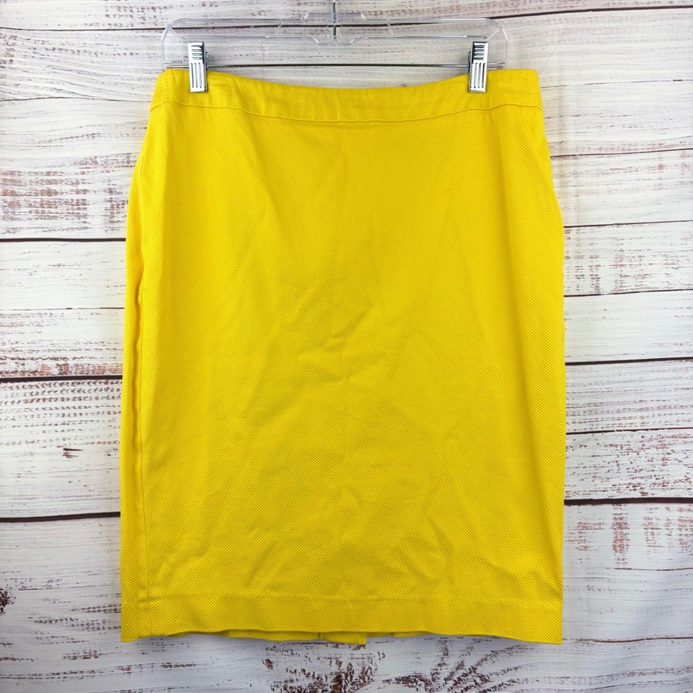 Sandro Paris Yellow Textured Pique Cotton Blend Pencil Skirt Size 10 RN100170